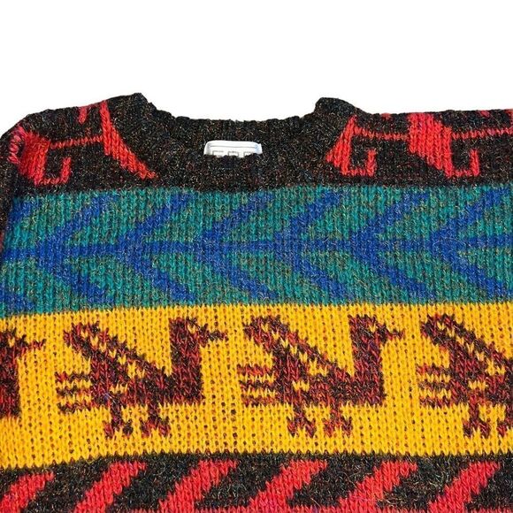 Vintage 90s Fabe Colorful Sweater with Metallic Threads. Sz M. Great Condition! - Picture 3 of 11